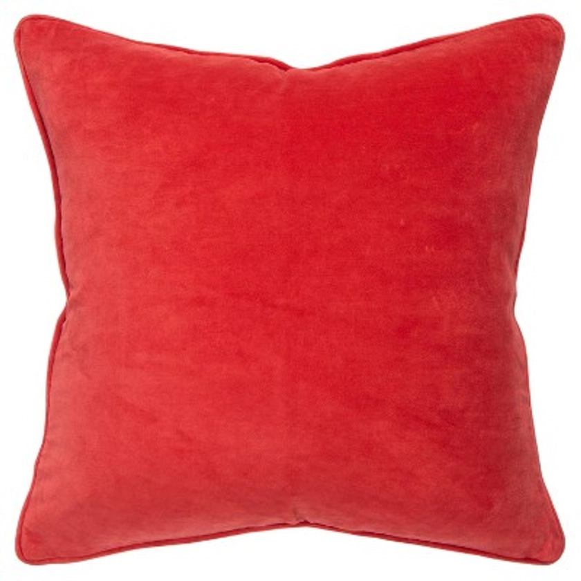 20"x20" Oversize Poly-Filled Solid Square Throw Pillow Red - Connie Post: Soft Velvet, Decorative, Indoor Use