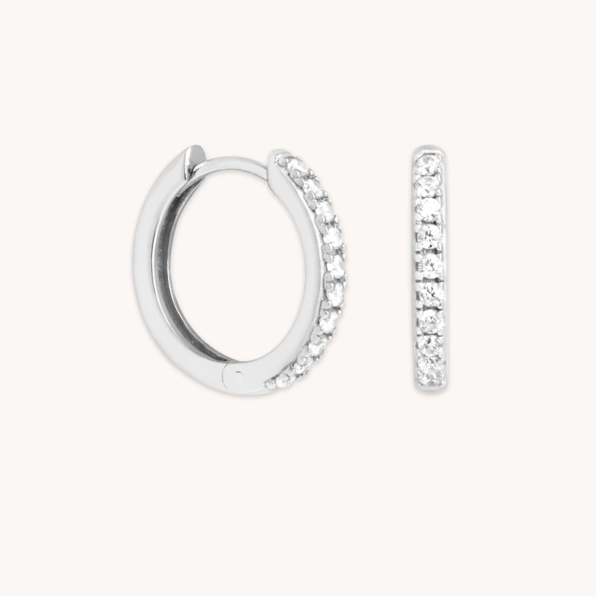 Essential Crystal Small Hoops in Silver | Astrid & Miyu Earrings