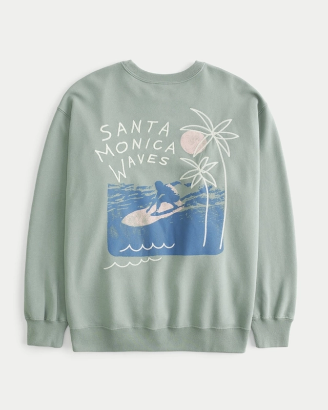 Women's Oversized Santa Monica Graphic Crew Sweatshirt | Women's Tops | HollisterCo.com
