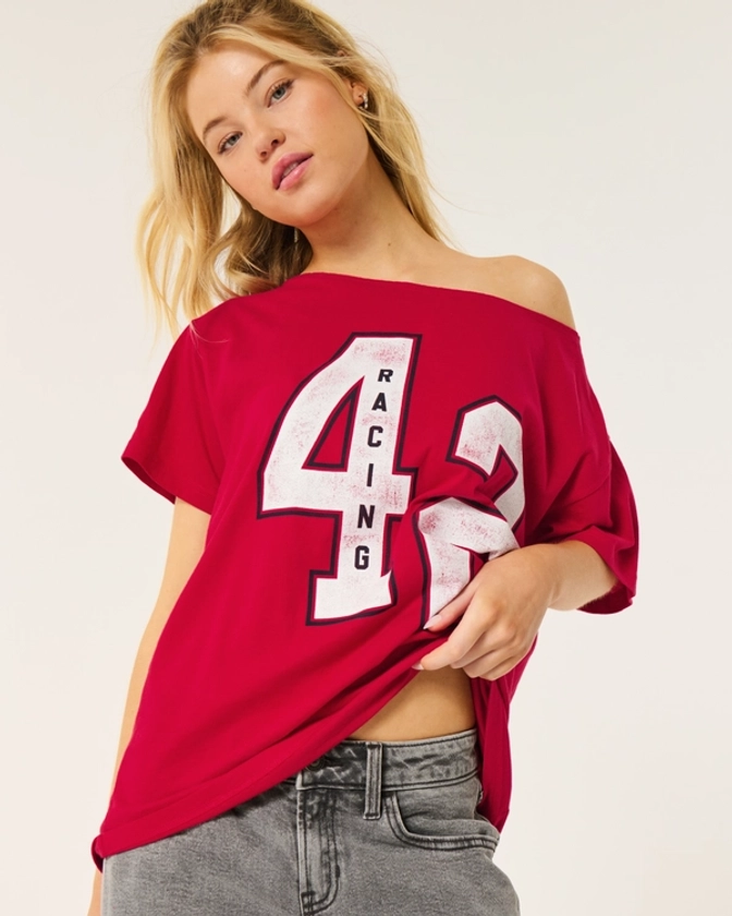 Women's Oversized Clemson University Off-the-Shoulder Sweatshirt | Women's Sweatshirts & Sweatpants | HollisterCo.com