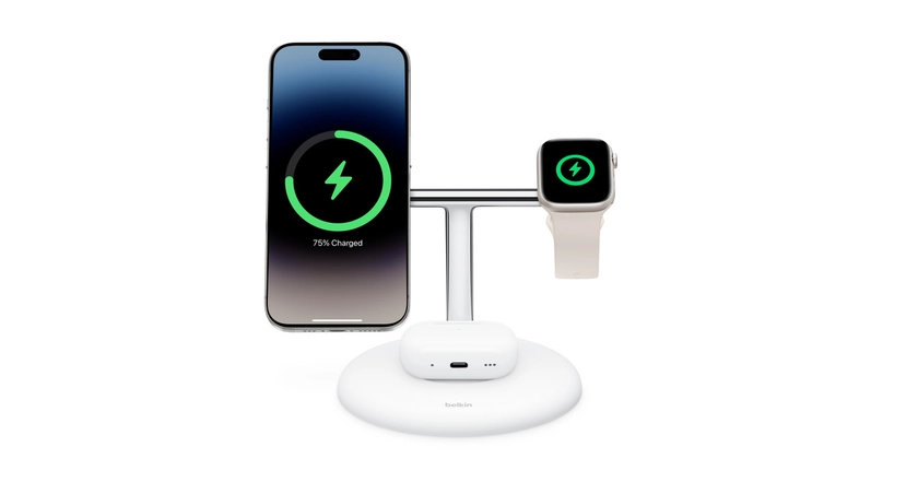 Belkin BoostCharge Pro 3-in-1 Magnetic Charging Stand - White