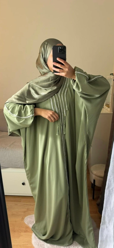 Abaya perlé KAKI