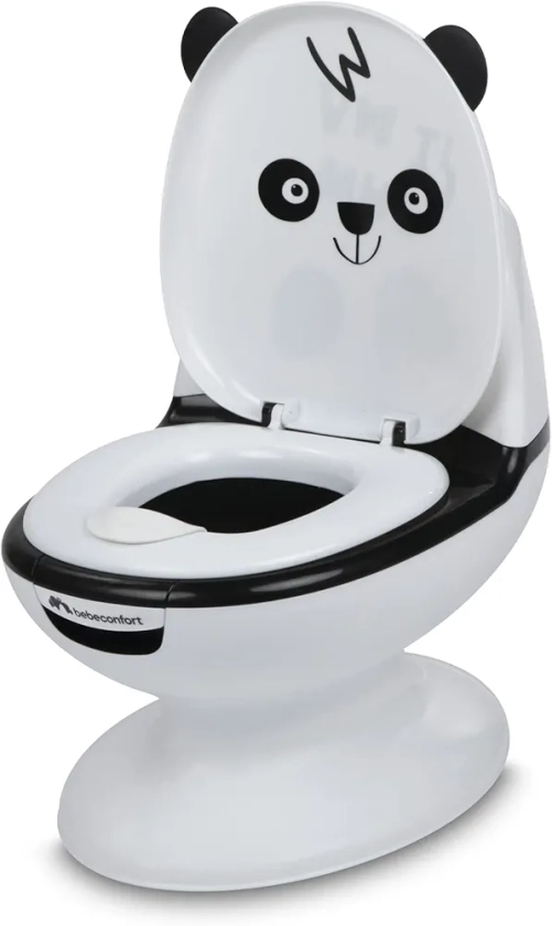 Bebeconfort Pot Bébé Toilette, Siège d'Apprentissage de la Propreté, 1-4 ans, 0-20 kg, Pare-Éclaboussures, Vrai son de Chasse, Cuvette Amovible, Facile à Nettoyer, Pied en Caoutchouc, Ours Pande