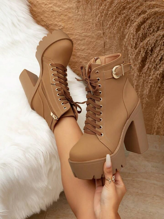 Women's Ankle Boots And Short Boots 2023 Fashionable Shoes, Autumn And Winter New One-Button British Style Boots Women's Short Boots, High Heeled Thick-Soled Women's Shoes With Waterproof Platform And Versatile Chunky Heel