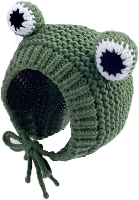 MINGSEECESS Kids Knitted Beanie Hat Cute Frog Cartoon Winter Warmer Cap with Big Eyes for Baby Boys Girls