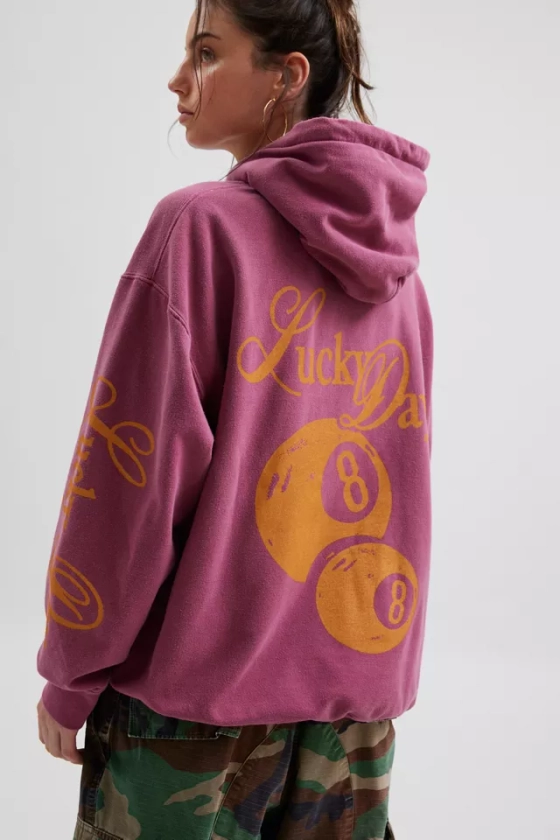 Lucky Day Graphic Overdyed Hoodie Sweatshirt