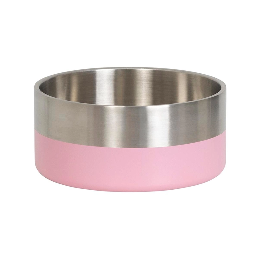 Baxter Bone Pink Stainless Steel Medium Double Walled Pet Bowl