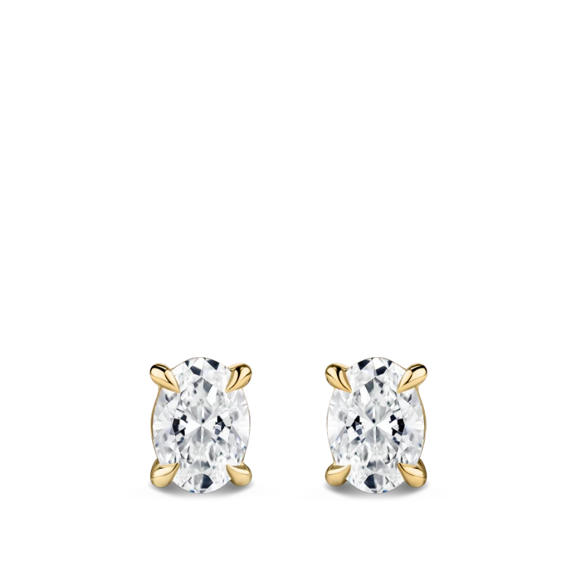 0.50 Carat Oval Cut Diamond Stud Earrings in 18ct Yellow Gold
