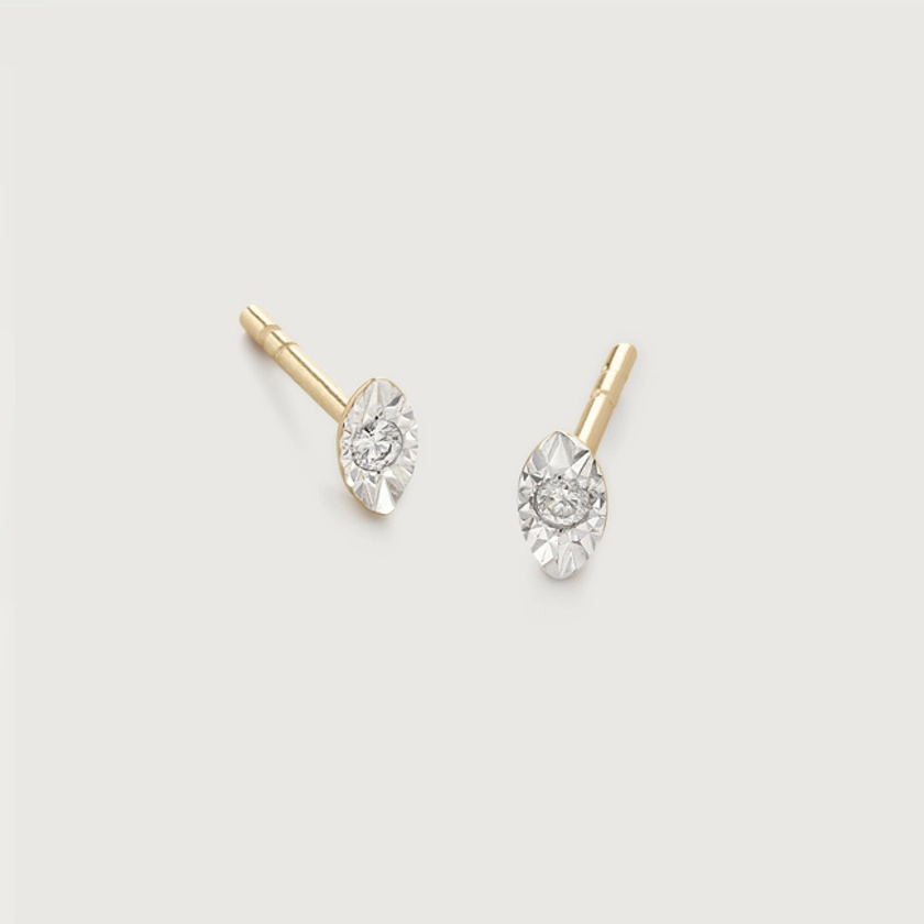 Gold Diamond Marquise Stud Earrings - Diamond