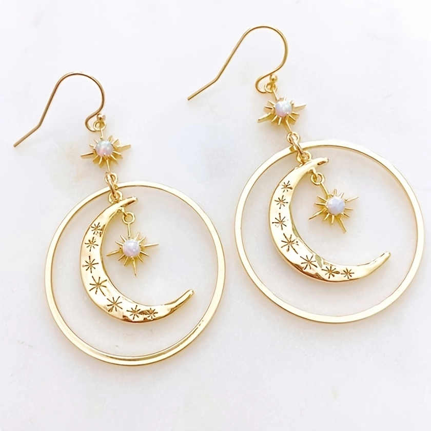 Golden Hollow Drop Dangle Earrings - Temu