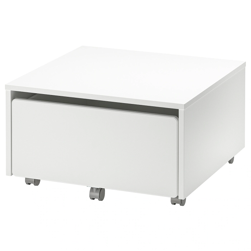 SLÄKT Storage box with castors - white 62x62x35 cm