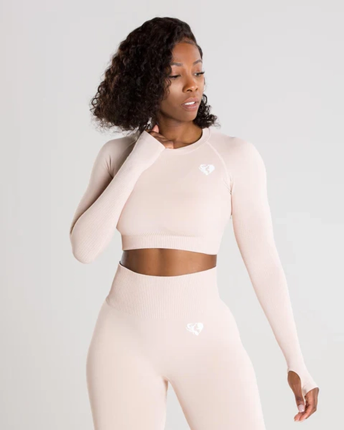 Power Seamless Long Sleeve Crop Top | Nude