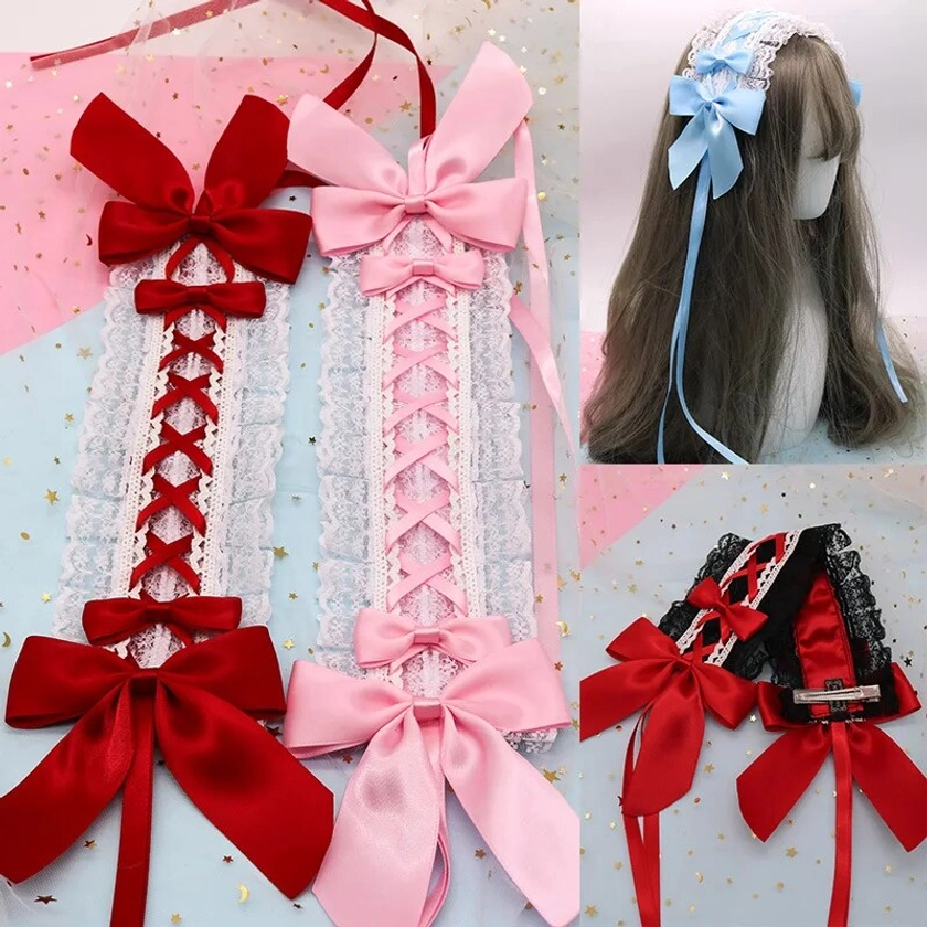 Diadema de Lolita de encaje blanco, accesorios para el cabello de Anime, tocado de Cosplay de sirvienta, dulce Kc - AliExpress