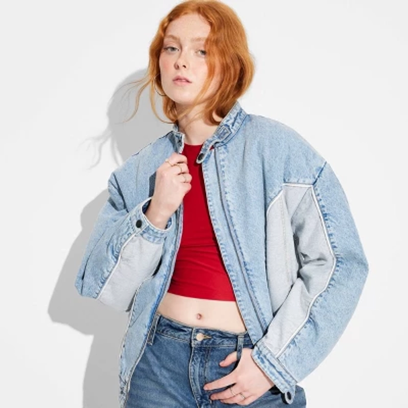 Women's Denim Bomber Jacket - Wild Fable™ Blue Denim XL