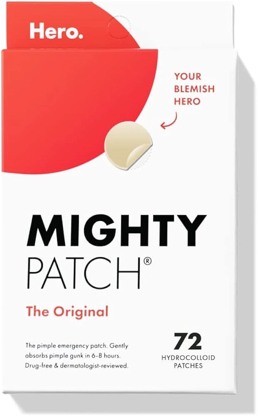 Hero Cosmetics Mighty Patch™ Original Patch - Hydrocolloid Acne Pimple Patch for Covering Zits and Blemishes, Spot Stickers for Face and Skin (72 Count)