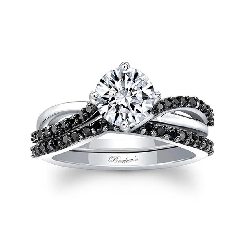 Twisted Lab Grown Diamond Bridal Set With Black Diamonds