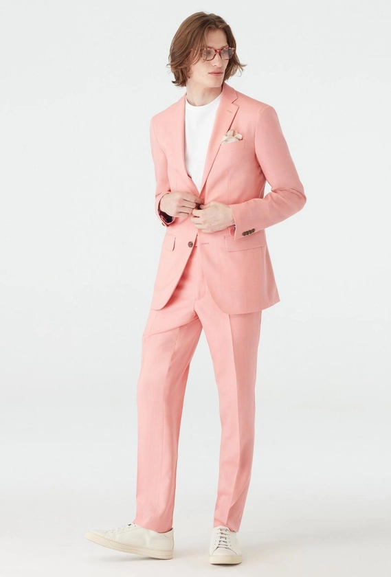 Custom Suits Made For You - Knotting Birdseye Peach Suit | INDOCHINO