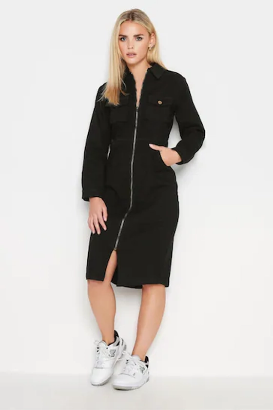 Buy PixieGirl Petite Black Zip Through Denim Midi Dress from the Next UK online shop