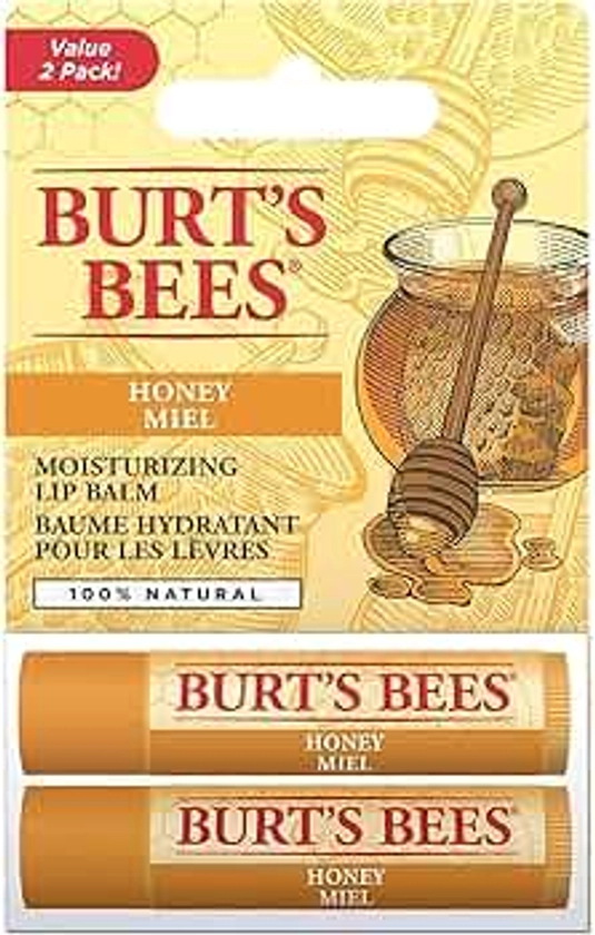 Burt's Bees Lip Balm Multipack, Chapstick Lip Balms With Honey & Beeswax, Duo Value Pack, 2x4.25g