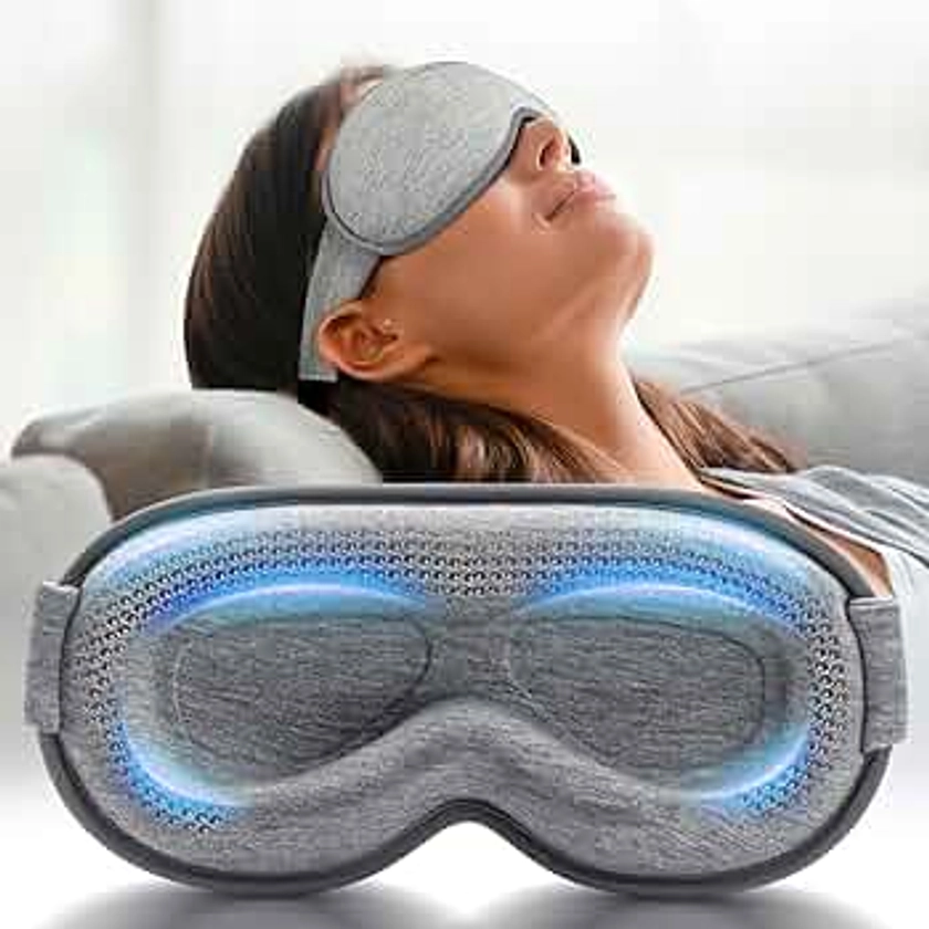 Weighted Eye Mask for Sleeping - Blackout Sleep Mask for Women Men, FACEMOON Lash Extension Eye Covers, Memory Foam, 3D Contoured, Blindfold for Travel, Airplane, Meditation(Gray)