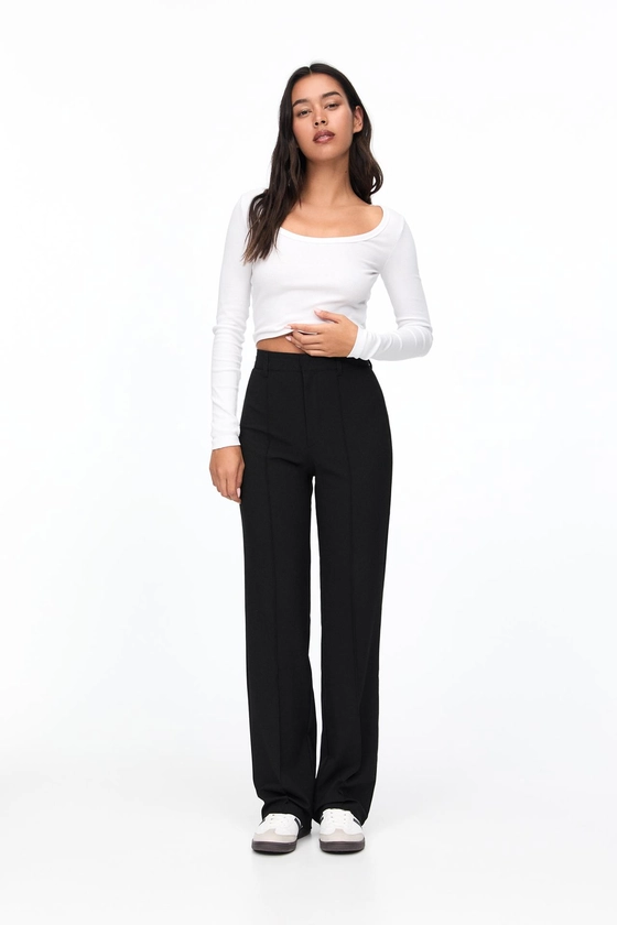 High-waist smart trousers - pull&bear