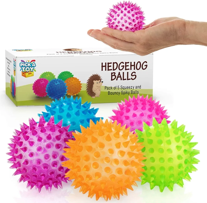 Squishy Stress Relief Sensory Toys Fidget Spiky Ball 5 - Pcs Set – Eco-Friendly Squeezy Antistress Toy Balls for Men, Women, Adults, Teens & Children –Ideal for People with OCD, ADHD, ADD & Autism