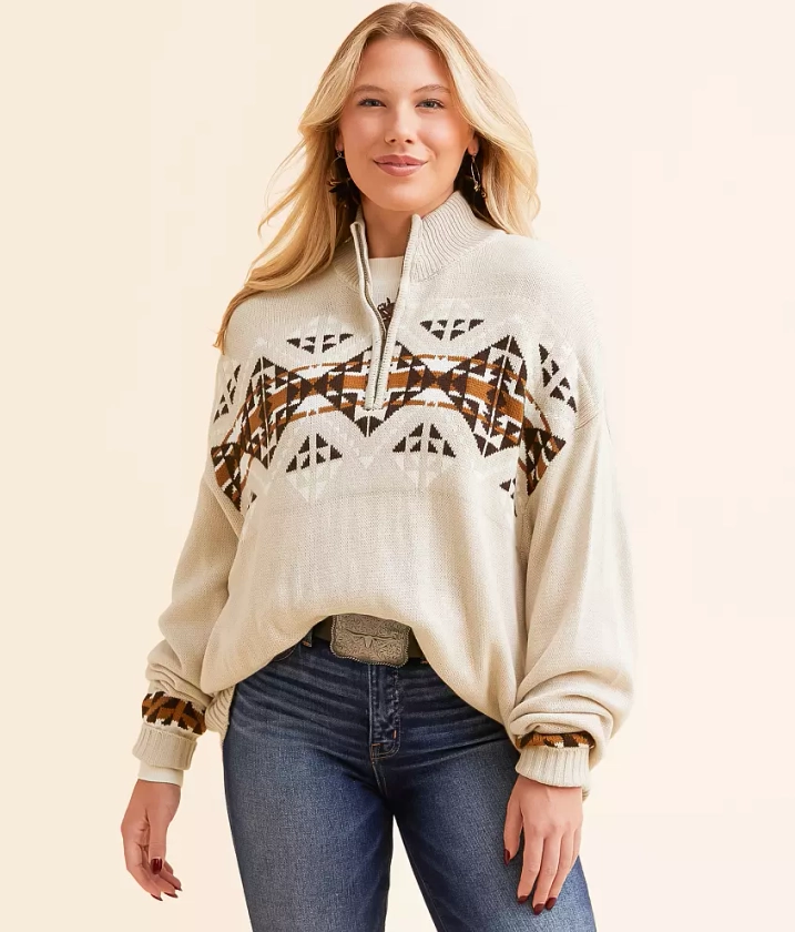 Retro Quarter Zip Oversized Sweater