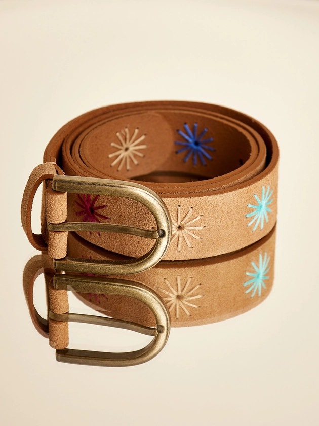 Embroidered Leather Belt | Apricot Clothing