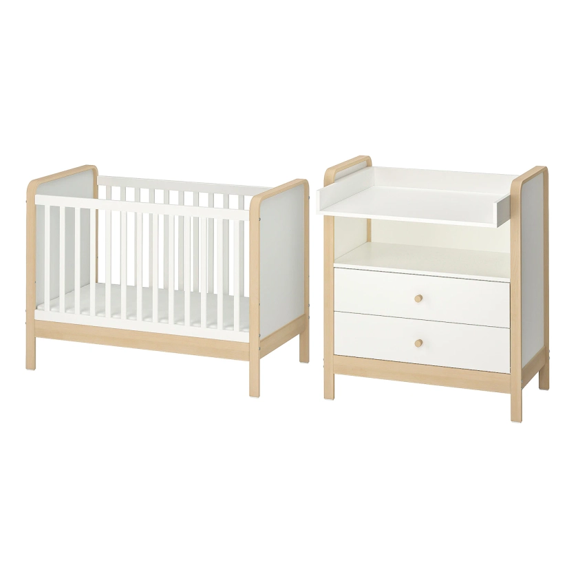 ÄLSKVÄRD meuble chambre bébé, lot de 2, bouleau/blanc, 60x120 cm - IKEA
