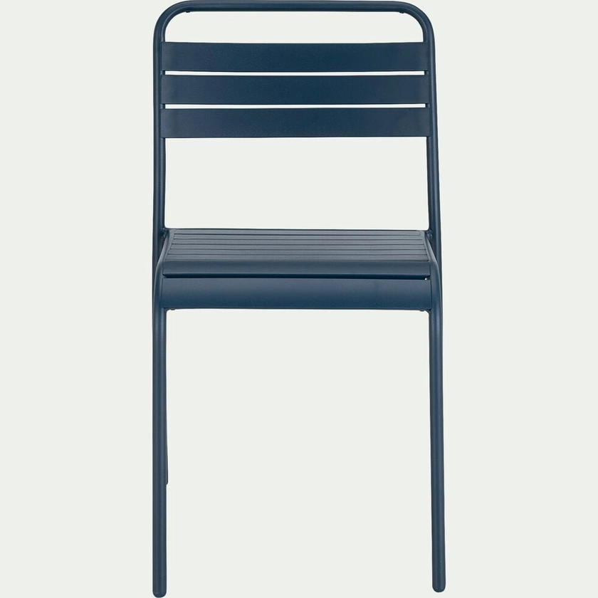 SOURIS - Chaise de jardin empilable en acier - bleu figuerolles