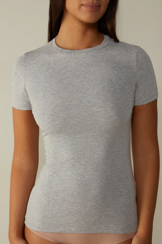 T-shirt manches courtes en coton Superior élasticisé - Intimissimi