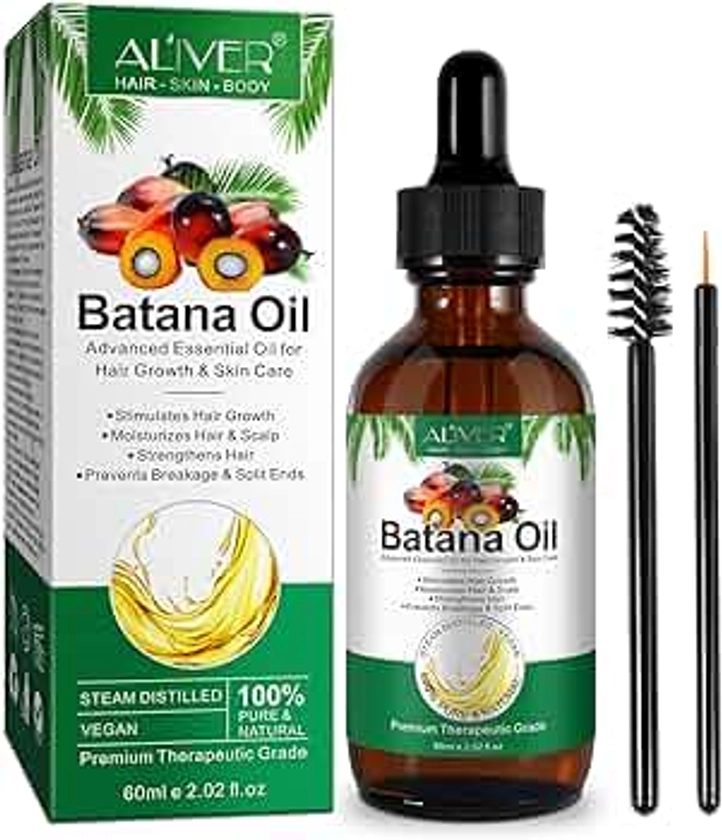 Batana Oil for Hair Growth, 100% Pure Nature Organics Batana Oil for Skin and Body care, Moisturizes Hair Scalp, Strengthens Hair,Prevents Breakage Split Ends 60ml