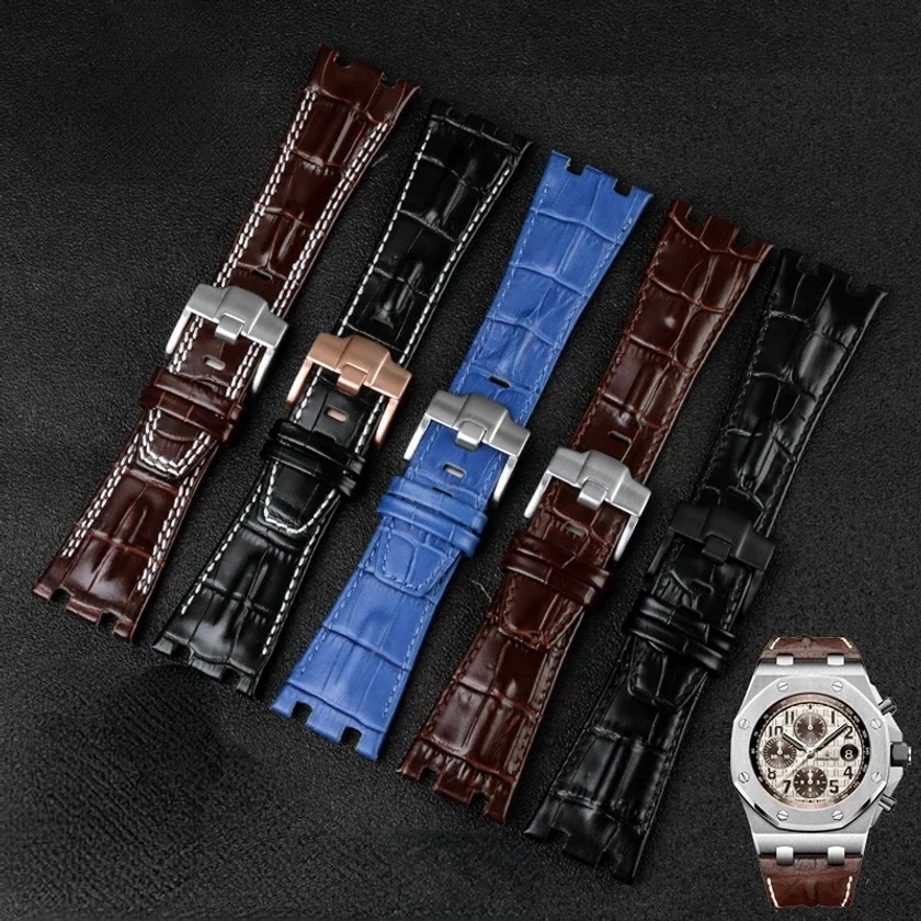 Bracelet de montre en cuir véritable pour Aibiap Royal Oak Offshore, étanche à la sueur, Jf15Andalousie/15703/26405, 28mm