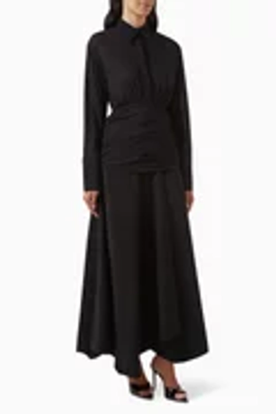 Buy CHATS by C.Dam Black Campa Maxi Shirt Dress in Woven Mesh & Cotton Poplin Online for Women | Ounass UAE