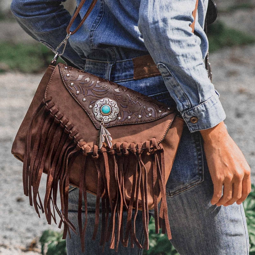 Bohemian Vegan Leather Fringe Bag