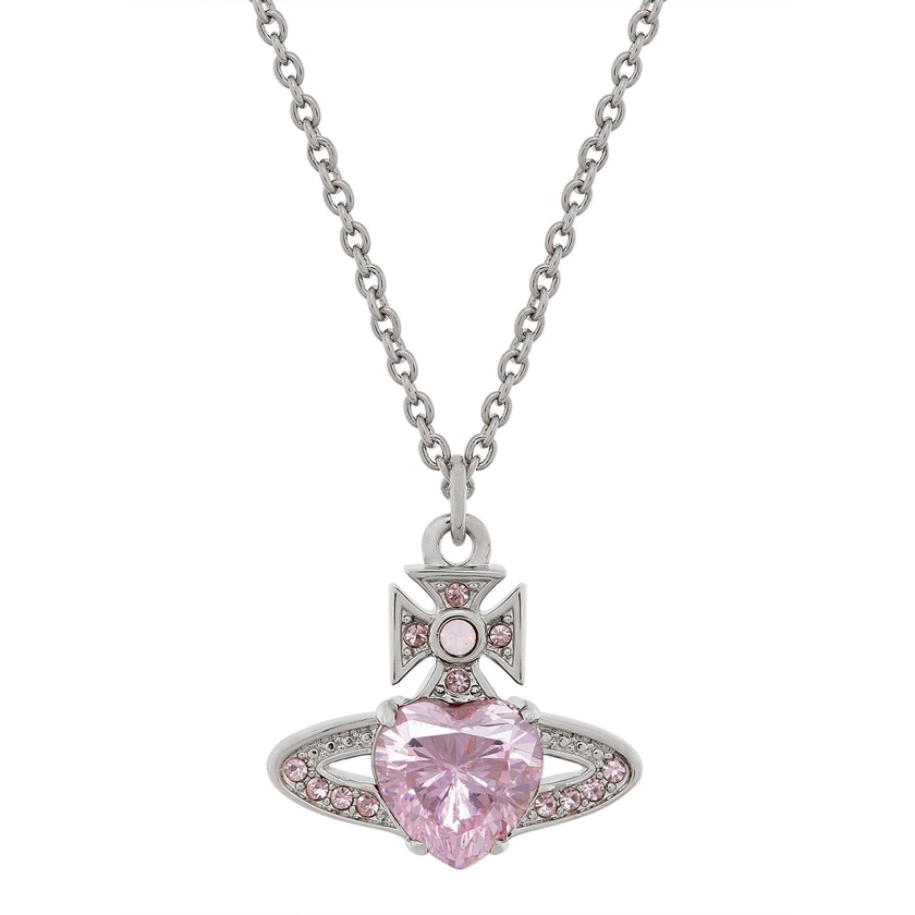 Vivienne Westwood Ariella White Metal Pink Crystal Pendant