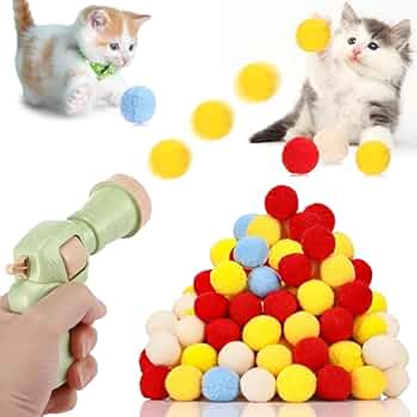 Collazoey Jouet pour Chat interactif, 50 Balle pour Chat Jouet, Balles de Chat Douces, Jouer Les Chats D'intérieur Interactive Pompon Balle Jouet 3 cm, Interactive Training Jouets pour Chat