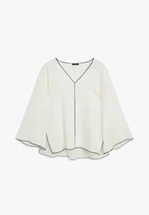 Massimo Dutti WITH CONTRAST TRIMS - Blouse - beige - ZALANDO.FR