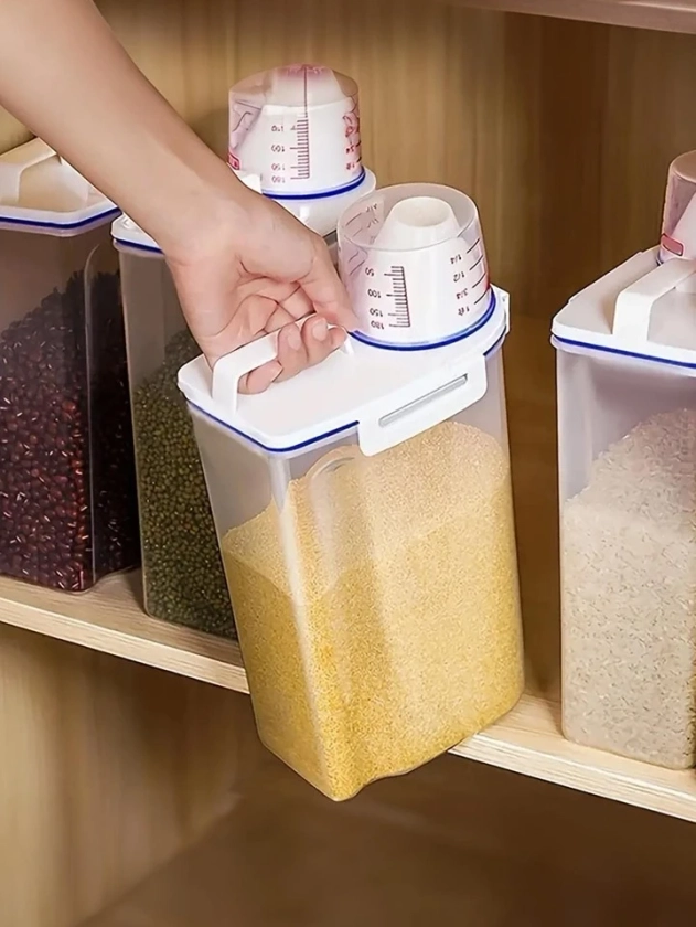 1pc Cereal Storage Box, Multi-grain Sealed Canister, For Rice, Beans, Kitchen Plastic Container