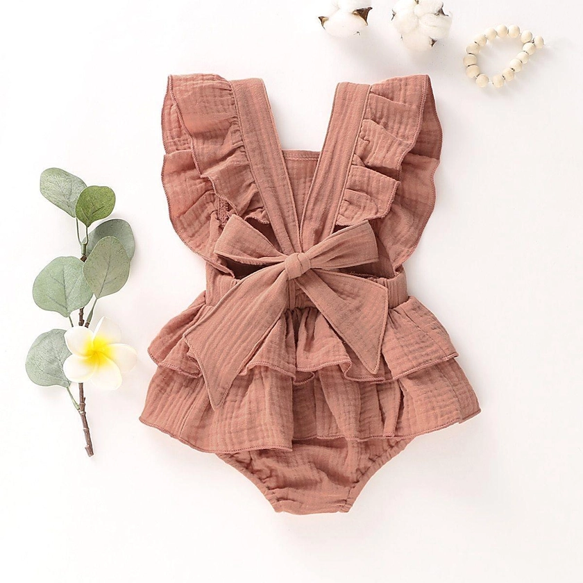 Back Bow Ruffle Romper - Shop Online at Belle Baby