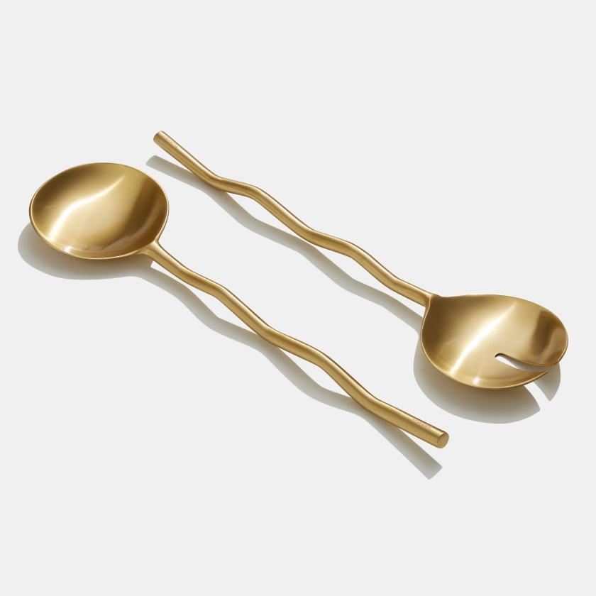 MATTE BRASS | FAZEEK | WAVE SALAD SERVERS