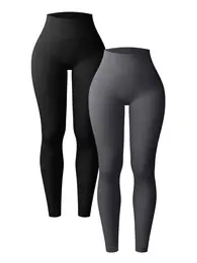 Women's 2/4 pcs Solid Color High Waist Sports Leggings, Modest Fashion Casual Comfy Breathable Skinny Pants for Yoga Gym Workout Running, Women Sport & Outdoor Prayer Clothing for Summer Spring Fall, Womenswear