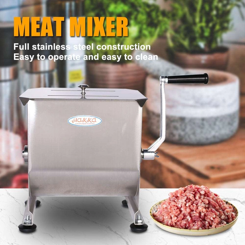 Hakka 20lb/10L Stainless Steel Manual Meat Mixer with Mixing Paddle