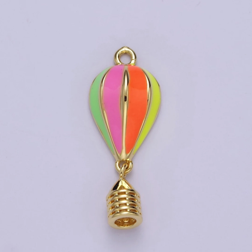 24K Gold Filled Hot Air Balloon Pendant, Dainty Color Enamel Necklace Earring Bracelet Charm for DIY Jewelry Making Supply E-764 - Etsy