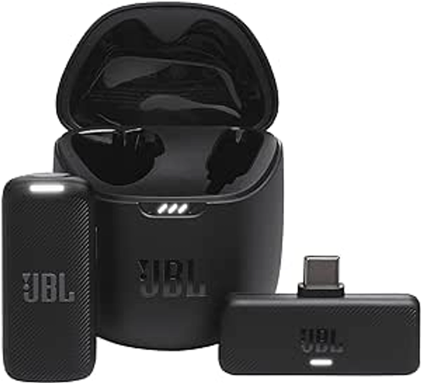 JBL Quantum Stream Wireless, Micro-Cravate Portable sans Fil, Connexion USB-C, Compatible avec Les appareils Android, jusqu'à 24 Heures d'enregistrement, en Noir