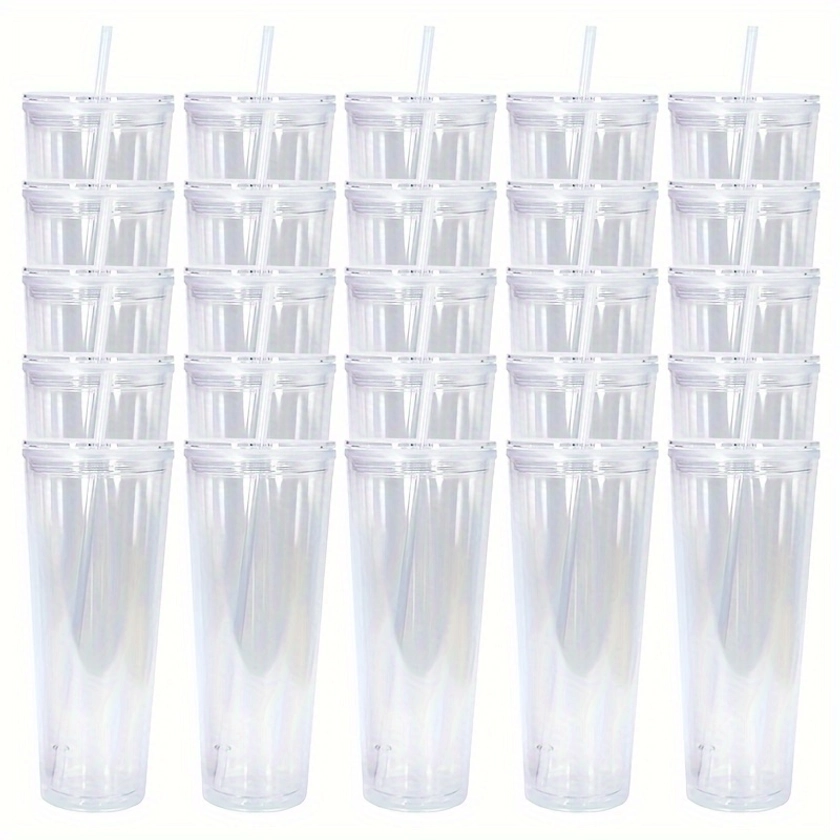 25pcs 24oz double wall acrylic tumbler with straw