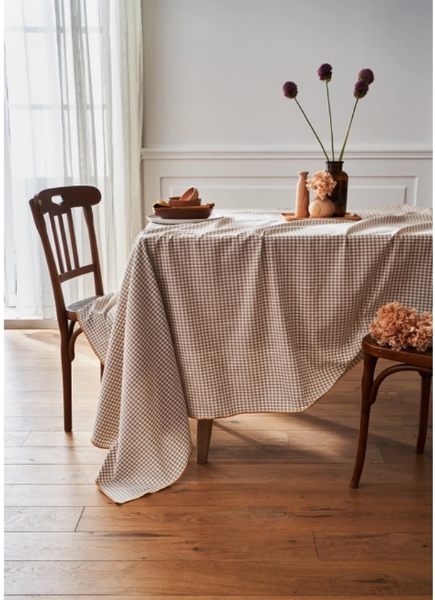 NAPPE EN COTON VICHY TAUPE