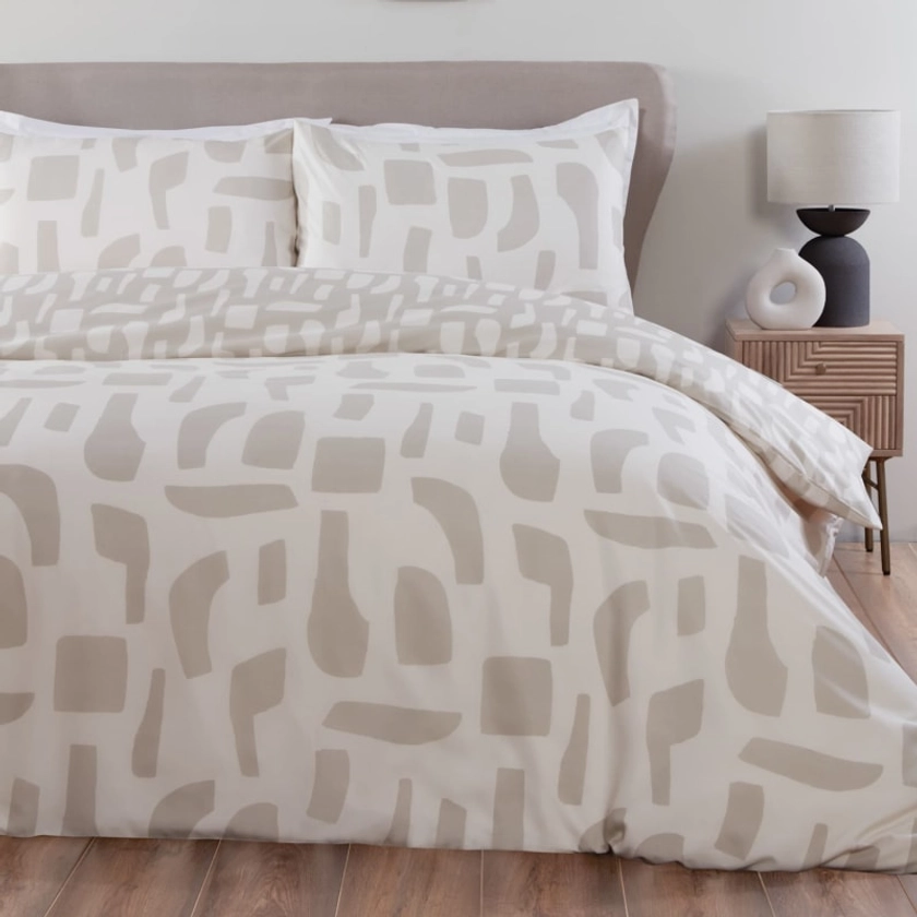 Abstract Double Duvet Set - Natural