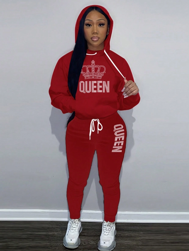 Women's Casual Autumn And Winter Sweatshirt And Sweatpants Two-Piece Set