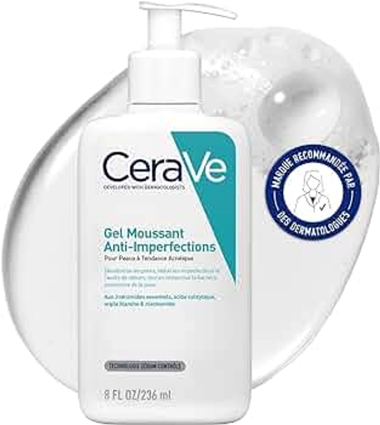 CeraVe Gel Moussant Anti-Imperfections - 236 ML - Nettoyant Visage Purifiant à l’Acide Salicylique - Réduit les boutons et les imperfections - Pour peaux à imperfections et à tendance acnéique